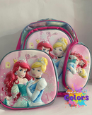 KIT MOCHILA + LANCHEIRA + BOLSINHA PRINCESAS