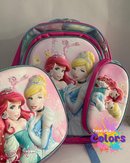 KIT MOCHILA + LANCHEIRA + BOLSINHA PRINCESAS