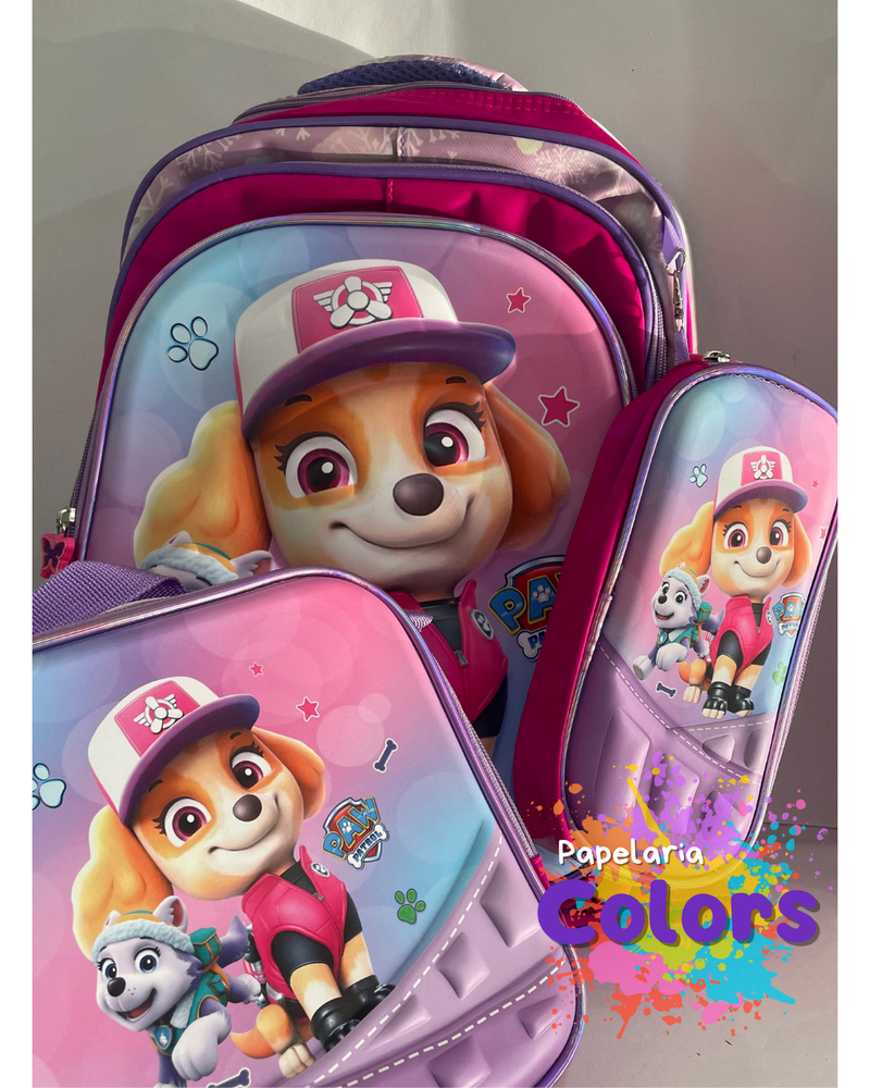 KIT MOCHILA + BOLSINHA + LANCHEIRA SKY PATRULHA CANINA