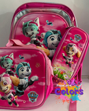 KIT MOCHILA + BOLSINHA + LANCHEIRA PATRULHA CANINA