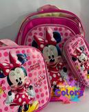 KIT MOCHILA + BOLSINHA + LANCHEIRA MINNIE